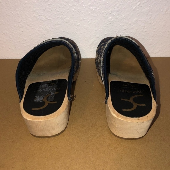 CAPE CLOGS Wooly Shoes Women's Size 5.5-6 Blue Handmade Floral Slip-Ons - Picture 6 of 12